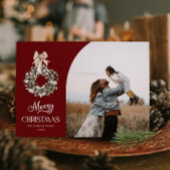 Rustieke vrolijke kerst fotokaart feestdagenkaart