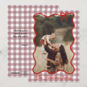 Rustieke vrolijke kerst Hand getrokken rode boog Feestdagenkaart (Voorkant / Achterkant)