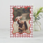 Rustieke vrolijke kerst Hand getrokken rode boog Feestdagenkaart (Staand voorkant)