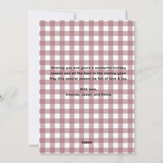 Rustieke vrolijke kerst Hand getrokken rode boog Feestdagenkaart (Achterkant)