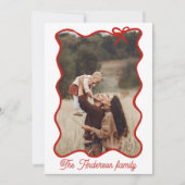 Rustieke vrolijke kerst Hand getrokken rode boog Feestdagenkaart (Voorkant)