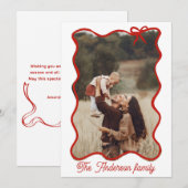 Rustieke vrolijke kerst Hand getrokken rode boog Feestdagenkaart (Voorkant / Achterkant)