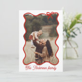 Rustieke vrolijke kerst Hand getrokken rode boog Feestdagenkaart (Staand voorkant)