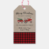 Rustieke vrolijke kerst rode plaid vakantie cadeaulabel (Voorkant)