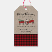 Rustieke vrolijke kerst rode plaid vakantie cadeaulabel (Achterkant)