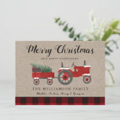 Rustieke vrolijke kerst rode plaid vakantie kaart (Staand voorkant)