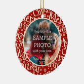 Rustieke vrolijke kerst, twee foto's, twee kanten keramisch ornament (Rechts)