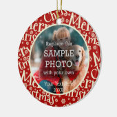 Rustieke vrolijke kerst, twee foto's, twee kanten keramisch ornament (Links)