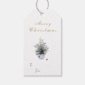 Rustieke Vrolijke Kerst Waterverf Tree Vakantie Cadeaulabel (Voorkant)