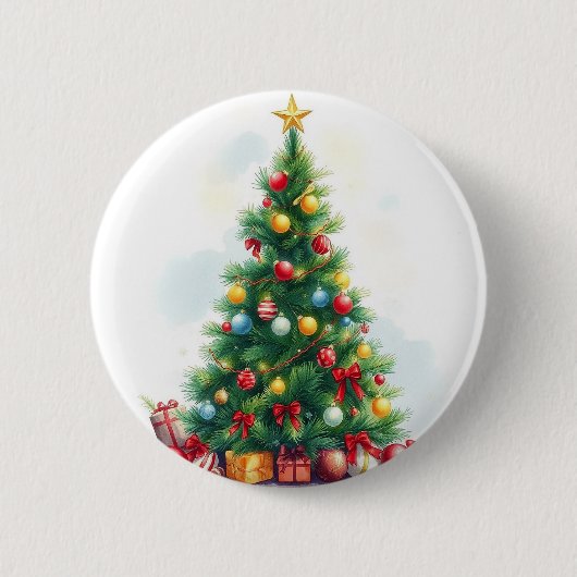 Rustieke  vrolijke kerstbal vakantieseizoen ronde button 5,7 cm (Voorkant)
