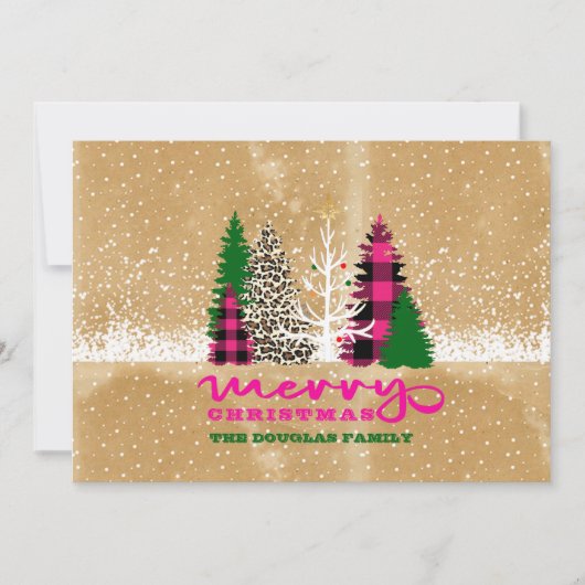 Rustieke vrolijke kerstboom scène feestdagenkaart (Voorkant)