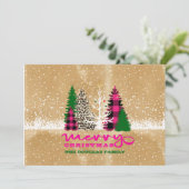 Rustieke vrolijke kerstboom scène feestdagenkaart (Staand voorkant)