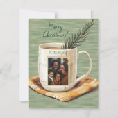 Rustieke Vrolijke Kerstfoto Mok Flat Holiday Kaart (Voorkant)
