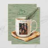 Rustieke Vrolijke Kerstfoto Mok Flat Holiday Kaart (Voorkant / Achterkant)