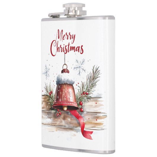 rustieke vrolijke kerstklokfles heupfles (Links)