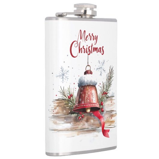 rustieke vrolijke kerstklokfles heupfles (Rechts)