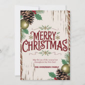 Rustieke Vrolijke Kerstmis Bloemen Vakantie Kaart (Voorkant)