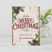 Rustieke Vrolijke Kerstmis Bloemen Vakantie Kaart (Staand voorkant)