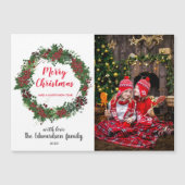 Rustieke Vrolijke Kerstmis familie magnetische fot (Voorkant)