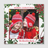 Rustieke Vrolijke Kerstmis foto magnetische kaart (Voorkant)