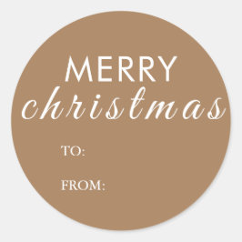 Rustieke Vrolijke Kerstmis Gift Naam Ronde Sticker