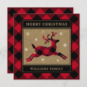 Rustieke Vrolijke Kerstmis Rendier Red Buffalo Pla Feestdagenkaart (Voorkant / Achterkant)