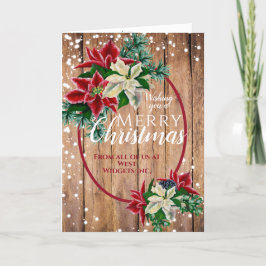 Rustieke Vrolijke Kersttijd Poinsettia Bloemenvaka Feestdagen Kaart