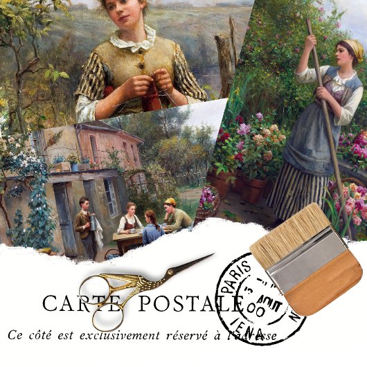 Rustieke vrouw Franse boerderij Decoupage Inpakpapier Vel