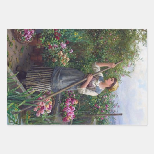 Rustieke vrouw Franse boerderij Decoupage Inpakpapier Vel (Voorkant 3)