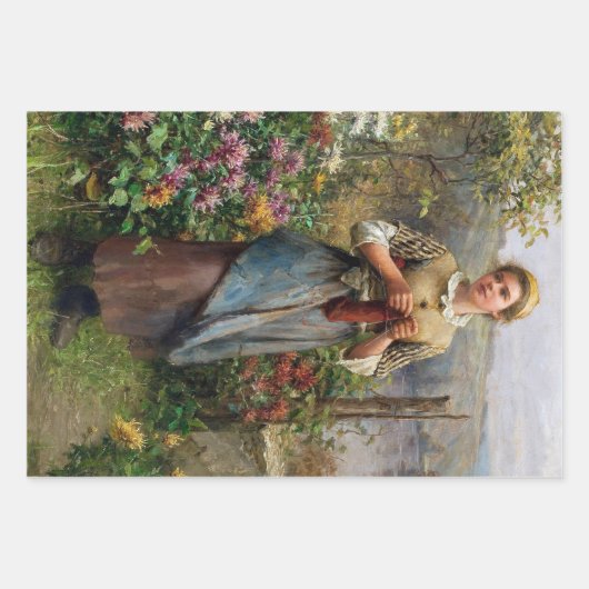 Rustieke vrouw Franse boerderij Decoupage Inpakpapier Vel (Voorkant 2)