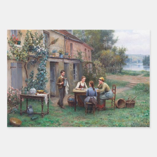 Rustieke vrouw Franse boerderij Decoupage Inpakpapier Vel (Voorkant)