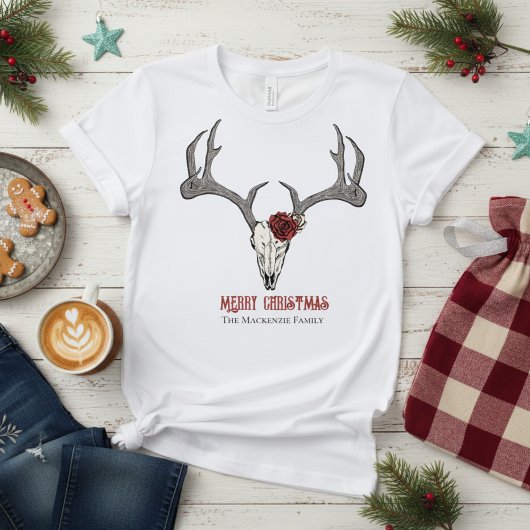 Rustieke Vrouwen Herten Head Rendier Skull Antlers T-shirt