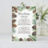 Rustieke vuisttakken dennenappel bruiloft details informatiekaartje (Staand voorkant)