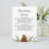 Rustieke vuisttakken dennenappel bruiloft details informatiekaartje (Staand voorkant)