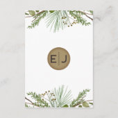 Rustieke vuisttakken dennenappel bruiloft details informatiekaartje (Achterkant)