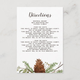 Rustieke vuisttakken dennenappel bruiloft details informatiekaartje