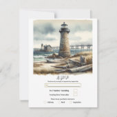Rustieke Vuurtoren aan de Kust Strand RSVP Kaart (Voorkant)