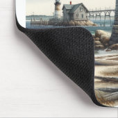 Rustieke Vuurtoren aan de Kust Zeezijde Strand Muismat (Hoek)