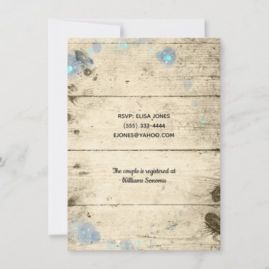 Rustieke vuurvlieg & lichtjes bruiloftsreceptie kaart (Achterkant)