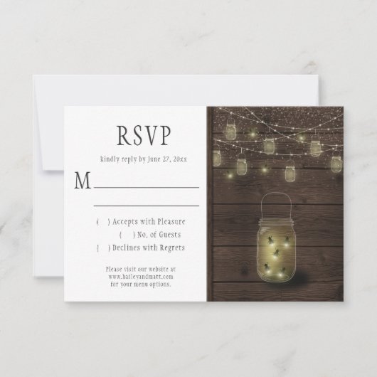 Rustieke vuurvliegjes Mason Jars String Lights RSV RSVP Kaartje (Voorkant)