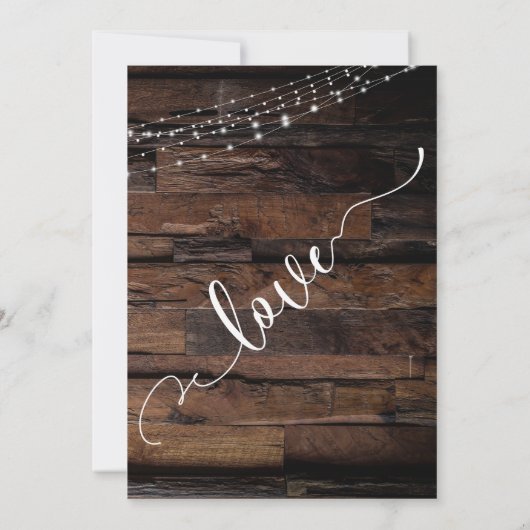 Rustieke w / Lights Nieuwe datum Uitgestelde bruil Kaart (Achterkant)
