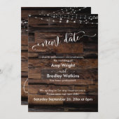 Rustieke w / Lights Nieuwe datum Uitgestelde bruil Kaart (Voorkant / Achterkant)