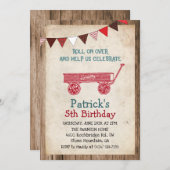 Rustieke  Wagon Boy Verjaardagsuitnodiging Kaart (Voorkant / Achterkant)