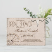 Rustieke Wagon Wheel Longhorn Vrijgezellenfeest Kaart (Staand voorkant)