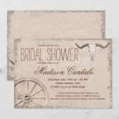 Rustieke Wagon Wheel Longhorn Vrijgezellenfeest Kaart (Voorkant / Achterkant)