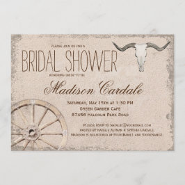 Rustieke Wagon Wheel Longhorn Vrijgezellenfeest Kaart