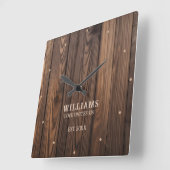 Rustieke Wallnut Wood Brown gepersonaliseerd Vierkante Klok (Hoek)