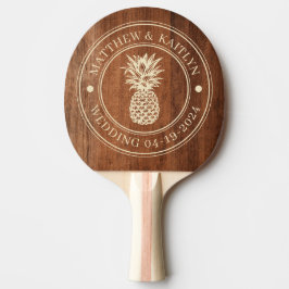 Rustieke walnoten hout ananas trouw namen tafeltennisbatje