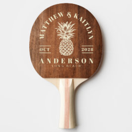 Rustieke Walnoten Hout Tropische Ananas Bruiloft Tafeltennisbatje