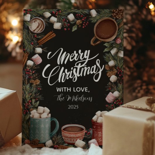 Rustieke Warme Chocolade Kerst Feestdagenkaart